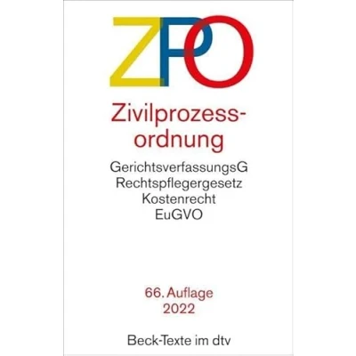 Abbildung von Zivilprozessordnung: mit Einführungsgesetz, Unterlassungsklagengesetz, Schuldnerverzeichnisführungsverordnung, Gerichtsverfassungsgesetz ... Gerichtskostengesetz (Beck Texte im dtv)