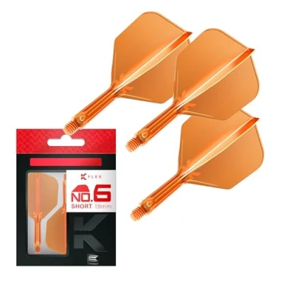 Abbildung von Target Darts K Flex Integrated Dart Flights and Shafts, Nr.6 Orange (Kurz) 3er Pack No6, Kflex All In One Moulded Flight &amp; Stem Professionelles Zubehör