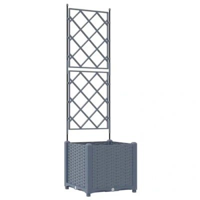 Abbildung von vidaXL Hellgrauer Kunststoffpflanzer mit Spalier für drinnen und draußen 40 x 143 cm modernes Design langlebiges Material Garten Deko Pflanzenständer vertikale Lösung Blumentopf