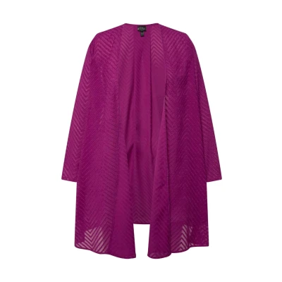 Abbildung von Ulla Popken Sheer Textured Chevron Strickjacke, Damen, Größe: 42/44, Magenta