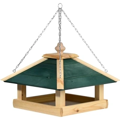 Abbildung von Vogelfutterhaus aus Holz mit Kette