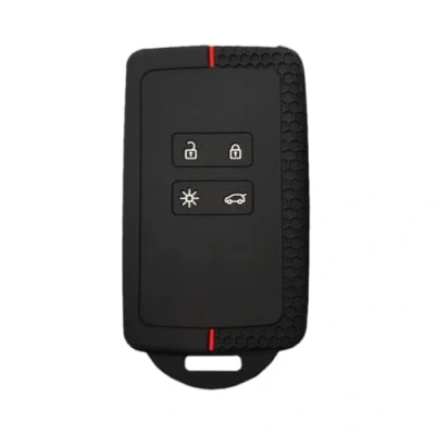 Abbildung von Schlüsselkarten Hülle für Renault Clio, Megane, Koleos, Kadjar, Kangoo, Twingo, Talisman, Captur, Espace, Dacia Duster, 4 Tasten, Silikon, Autoschlüsselhalter, Zubehör (rot)
