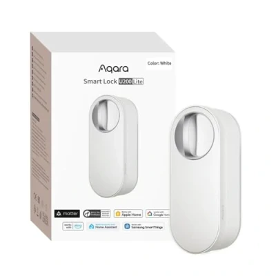 Abbildung von Aqara Smart Lock U200 Lite, Matter over Thread, Smartes Türschloss mit Aufladbarem Akku und Leiser Modus, Elektrisches Türschloss, Unterstützt Apple Home, Home Assistant, Google Alexa, Weiß