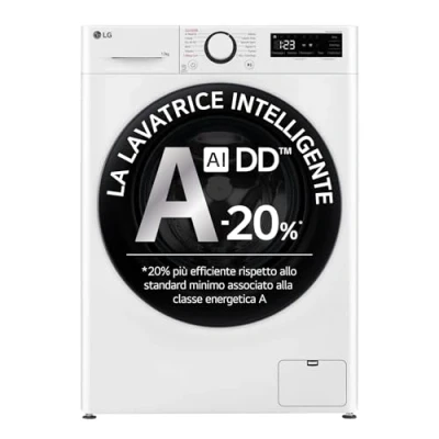Abbildung von LG AI DD F4R3013NSWB Waschmaschine mit Frontlader, 13 kg, Serie R3, Klasse A 20%, 1400 Umdrehungen, AIWash, Dampfwäsche, Motor Direct Drive, Blasenkorb, Smart Diagnosis, freistehend, Weiß