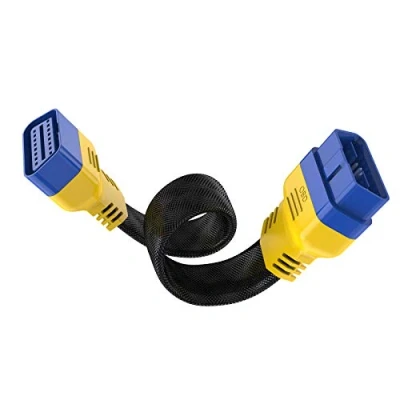 Abbildung von OURANTOOLS OBD 2 Verlängerungskabel Adapter Kompatibel Extender Diagnosestecker mit Nylon Material für Fahrzeuge Diagnosegerät (16 Pin 30cm Male to Female Thick Material)