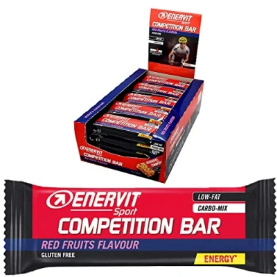 Abbildung von ENERVIT Competition Bar Energy Energie Riegel/Power Riegel Glutenfrei für Ausdauersport Radfahren, Laufen, Triathlon (Red Fruit, Vorteilspack à 25x30g)