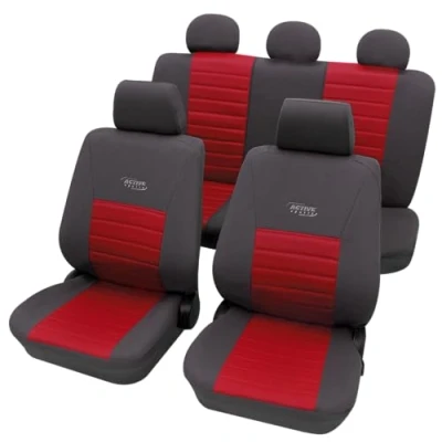 Abbildung von PETEX Auto Sitzbezüge Universal Komplett Set 11 teilig Active Sports rot, Eco Class mit SAB 1 Vario