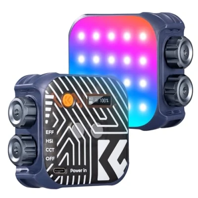 Abbildung von K&amp;F Concept 60 LED RGB Videolicht, 360 Vollfarbige Tragbare Fotoleuchte, 2500K 9900K CRI 96+, mit 21 Lichteffekten, Mini Kamera Licht 2000mAh Akku für Vlogging, Selfie, Fotografieren,blau