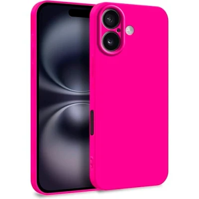 Abbildung von MyGadget Hülle für iPhone 16 Zweilagige Handyhülle mit Kameraschutz Cover Innenfutter &amp; Silikon außen Magenta Rot