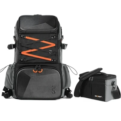 Abbildung von K&amp;F Concept Kamerarucksäcke für Fotografen, riesige Reisetasche, 32L, große Kamerataschen mit Laptopfach und wasserdichter Regenhülle