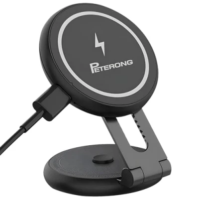 Abbildung von PETERONG Kabelloses Handyhalterung Auto Ladegerät Kompatibel mit MagSafe für Tesla Model 3 Magnet Handyhalter Faltbar Unsichtbar KFZ Handy Halterung 360 Drehung iPhone 16/15/14/13