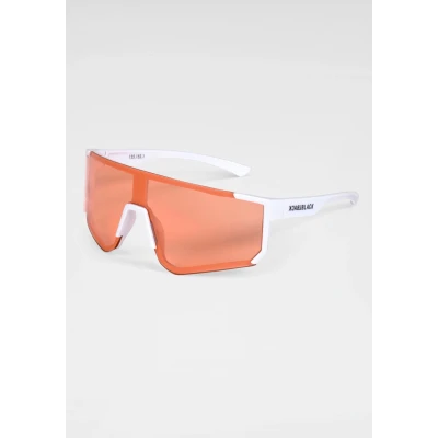 Abbildung von BACK IN BLACK Eyewear Sonnenbrille, Stylische Sportbrille mit weissem Rahmen und orangenen Gläsern