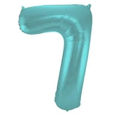 Abbildung von Folie Ballon Nummer 7 Mat Aqua Metallic 86 cm