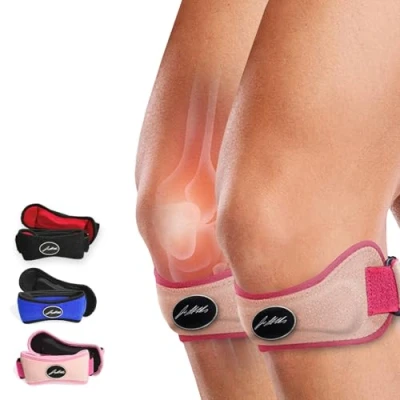 Abbildung von Dr. Arthritis Von Ärzten Entworfen, Patellasehnenbandage, Stützende Kniebandagen, Verstellbare Bandage Damen/Herren, Kniestütze für Meniskus, Patellasehnenentzündung, Läuferknie, Einzelpack, Pink