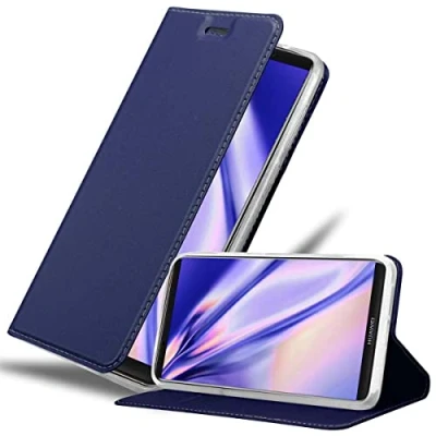 Abbildung von Cadorabo Hülle kompatibel mit Huawei Mate 10 PRO aus Premium Kunst Leder Flip Klappbare Stoßfeste Magnetische [Standfunktion] [Kartenfächern] Cover für Tasche in Blau