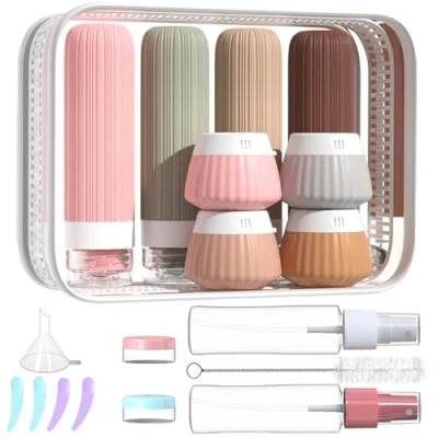 Abbildung von NuvaConx Reiseflaschen Zum Befüllen, 18 StüCk Silikon Set, Reiseset Flüssigkeiten Set mit TSA Genehmigt, Travel Essentials Nachfüllbare Reisegröße Flaschen, Reise Gadgets