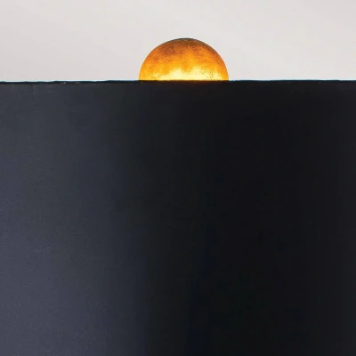 Abbildung von Flambeau FB CAMILIA TL Tischleuchte E27 1x60W Stahl/Harz antik Gold, Pergament schwarz H:75.7cm B:38.1cm mit Schalter