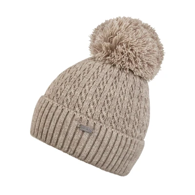 Abbildung von chillouts Bommelmütze &quot;Estephania Hat&quot;, Feinstrick mit PomPom, Zopfmuster