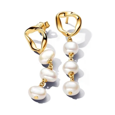 Abbildung von Pandora Organically Shaped Circle Ohrringe, Damen, Größe: One Size, Gold plated