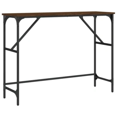 Abbildung von vidaXL Konsolentisch, Beistelltisch mit verstellbaren Beinen, Wohnzimmertisch Tisch Metallrahmen, Ablagetisch Flurtisch, Braun Eichen Optik Holzwerkstoff