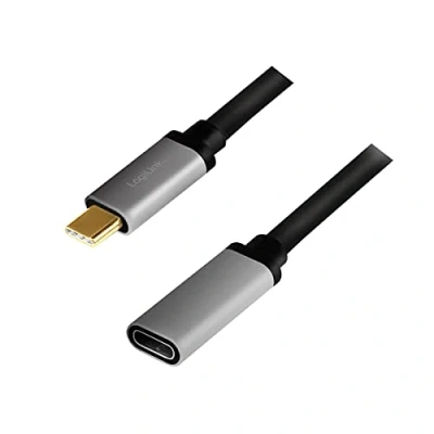 Abbildung von LogiLink CUA0105 USB 3.2 Gen 2 Verlängerungskabel 4K/60 Hz, Alu, schwarz/grau, 0,5 m