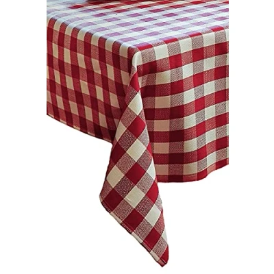 Abbildung von texpot Tischdecke 140 x cm Chilli weiß kariert Baumwolle 2 Karo