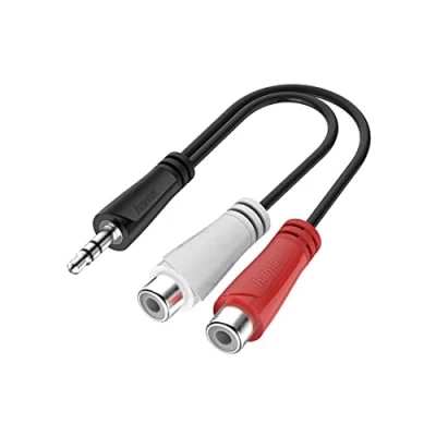 Abbildung von Hama Audio Adapter Klinke Cinch (3,5 mm Stecker auf 2x RCA/Cinch Buchse, HiFi Stereo zum Verbinden von Laptop, Handy, Tablet und Lautsprecher, Verstärker, Stereoanlage mit Cinch)