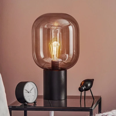 Abbildung von Tischleuchte Brooklyn, Glasschirm rauchgrau, 44 cm