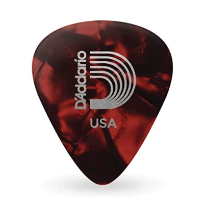Abbildung von D&#039;Addario Plektrum Plektren Gitarre Pearl Celluloid Guitar Picks Gitarren 1CRP4 25 Red, Medium Stück