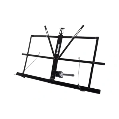 Abbildung von QUIK LOK MUS/001 Tisch Lesegerät mit Hülle, offene Notenfläche 41 x 23 cm, Maße Tasche 45 15 Länge zusammengeklappt 42 aus Metall; Farbe: Schwarz