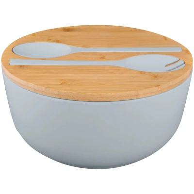 Abbildung von BRUNNER Schüssel Camping Salatschüssel Greenkick Brett, Melamin, Bambus Holz, Salat Besteck Melamin Ø25cm