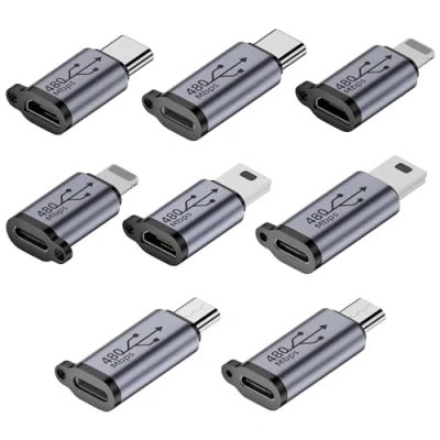 Abbildung von AOUZOVLI 8 Stück Mini USB Adapter C Lightning Auf Kompatibel Mit Laptops, Tablets, Mobiltelefonen Usw