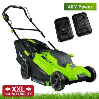 Abbildung von BRAST Akkurasenmäher inkl. 1 2x 20V Akku Power mit 4,0Ah, 43 cm Schnittbreite, bis zu 520m², 50L Fangkorb