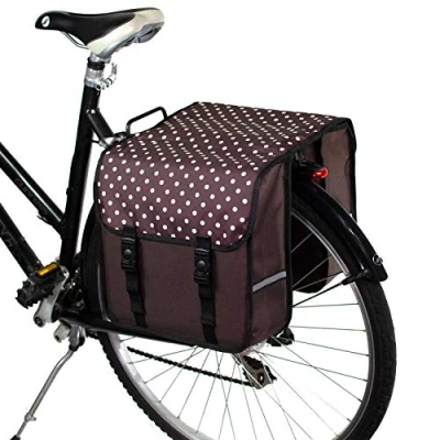 Abbildung von BikyBag Classic Doppel Fahrradtasche Gepacktragertasche (Braune Tupfen)