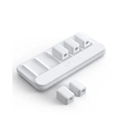 Abbildung von Anker Kabelmanager, magnetischer Kabelhalter, Mehrzweck Kabelhalter für Schreibtische, 5 Clips Lightning Kabel, USB C Mikro haftet auf Holz, Marmor, Metall, Glas (Weiß)