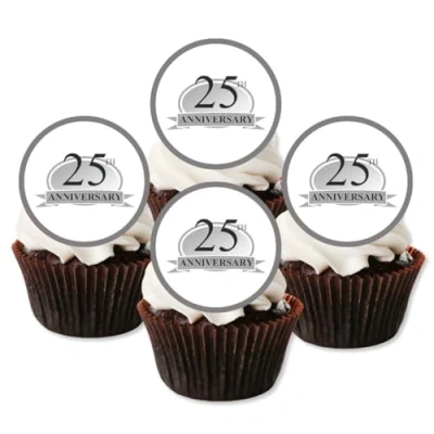 Abbildung von Essbare Oblaten PREMIUM Silberhochzeit 25 Reispapier 24 x 4,5 cm Cupcake Topper/Dekoration