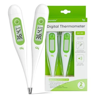 Abbildung von Digitales Fieberthermometer, Rektal, Oral, Achselthermometer Fieber Thermometer für Baby Kinder Erwachsene, Genaue und Schnelle Ablesungen, Wasserdichte Sonde (grasgrün 2 packungen)