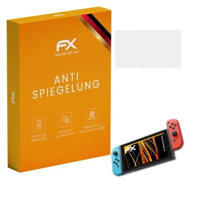 Abbildung von atFoliX Panzerfolie kompatibel mit Nintendo Switch Schutzfolie, entspiegelnde und stoßdämpfende FX Folie (3X)