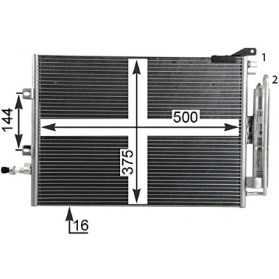 Abbildung von MAHLE ORIGINAL AC 720 000P Klimakondensator mit Druckschalter, Trockner 500 RENAULT: Clio 3, III Grandtour, Modus / Grand