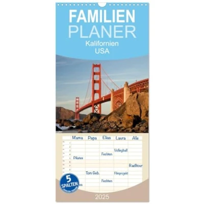 Abbildung von Familienplaner 2025 Kalifornien USA mit 5 Spalten (Wandkalender, 21 cm x 45 cm), CALVENDO