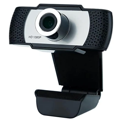 Abbildung von Cadorabo Webcam 1080P in SCHWARZ mit Mikrofon USB 2.0 Webkamera drehbarem Clip für Videoanrufe, Online Konferenzen, Live Stream, Gaming Laptop Desktop PC