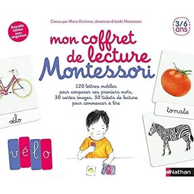 Abbildung von Mon coffret Montessori lecture: Avec 30 cartes images, 120 lettres mobiles, tickets de lecture et 1 casier rangement des