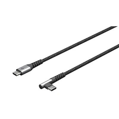 Abbildung von goobay 64659 USB C auf Kabel mit 90 Grad Winkel/Handykabel 480 Mbits/USB Schnellladekabel Samsung 60W &amp; 20V / Textilkabel Grau 1m