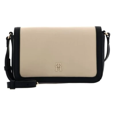 Abbildung von Tommy Hilfiger Essential FLAP Crossover Umhängetasche, Damen, Größe: One Size, White clay/black