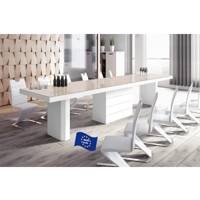Abbildung von HU Design Esstisch HE 444 Hochglanz oder Matt/ausziehbar auf 5 Verschiedene Maße 160/223 / 286/349 412 cm (Cappuccino Hochglanz/Weiß Hochglanz)