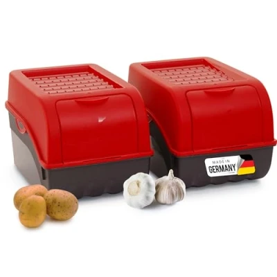 Abbildung von Novaliv Vorratsdose Kartoffelbox, Gemüsebox, Kartoffelkiste, 2X Gemüsebox 5L rot, (Spar Set, 2 tlg), Hält das Gemüse länger frisch