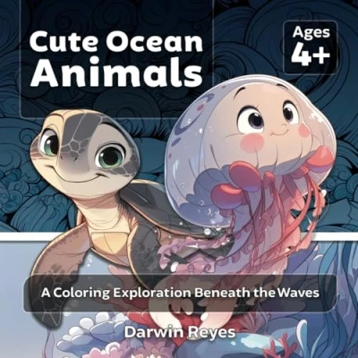 Abbildung von Cute Ocean Animals Coloring Book for Kids Ages 4 and Up: Marine Marvels: Sharks, Whales, Other Sea Creatures &amp; (Kids Series)