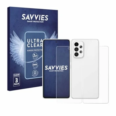 Abbildung von Savvies 6 Stück Schutzfolie für Samsung Galaxy A53 5G (Display+Rückseite) Displayschutz Folie Ultra Transparent