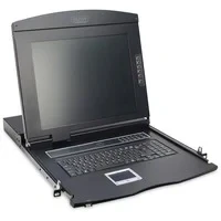 Abbildung von DIGITUS 19&quot; KVM Konsole mit TFT Display (16:9), DE Tastatur Layout, Switch 8 VGA Ports, Schwarz