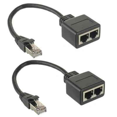 Abbildung von HUAREW RJ45 Splitter Adapter LAN Ethernet Extender 1 männlich zu 2 weiblich Cable für Cat5 Cat5e Cat6 Cat7(2 Stück)